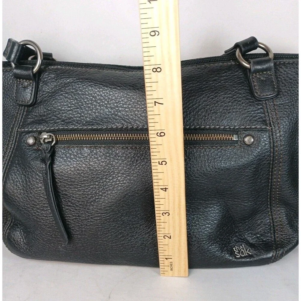 The Sak Black Pebbled Leather Purse Double Handle Tote Shoulder‎ Bag SOFT